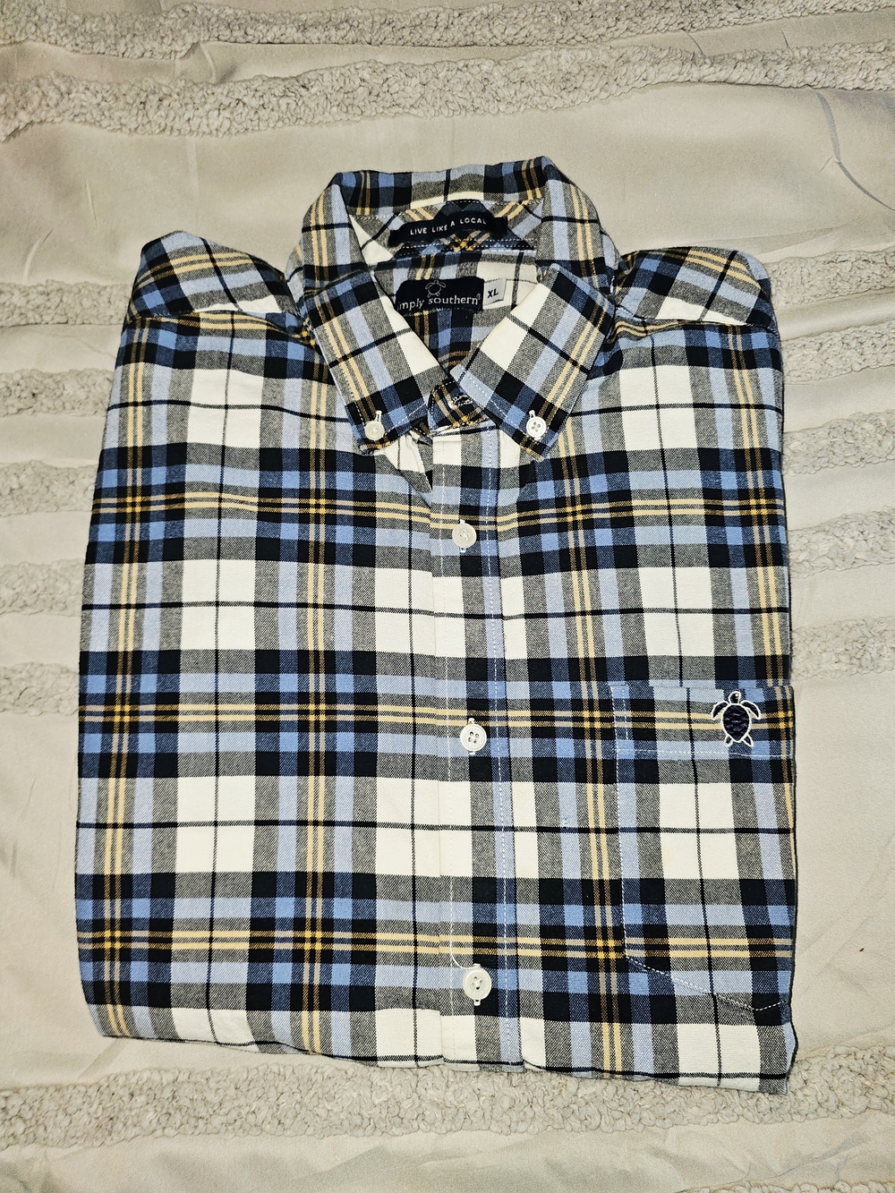 Simply Southern Men’s Blue Plaid Button-Down Shirt - XL